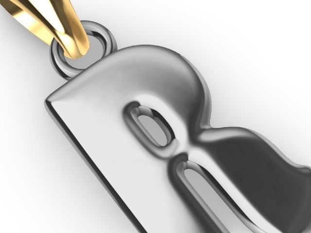 r letter pendant stl verified  3D print model_3