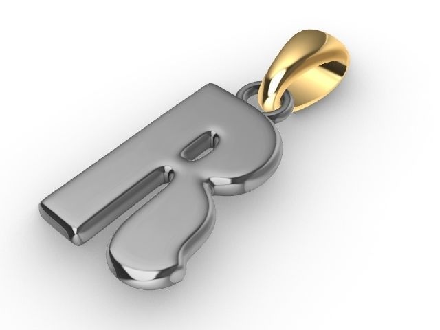 r letter pendant stl verified  3D print model_1