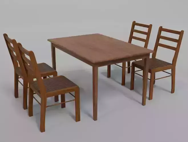Wooden dining chair and table
