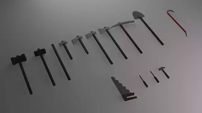 Low poly tools set of
