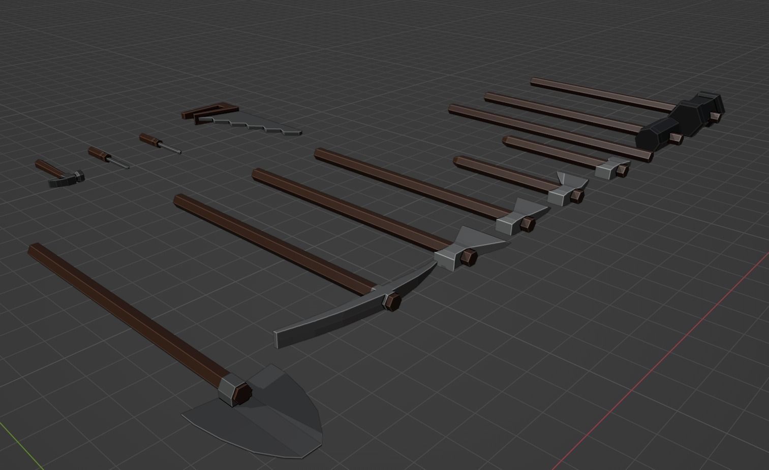 Low poly tools set of 3D model_2