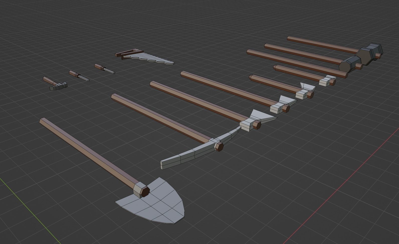 Low poly tools set of 3D model_3