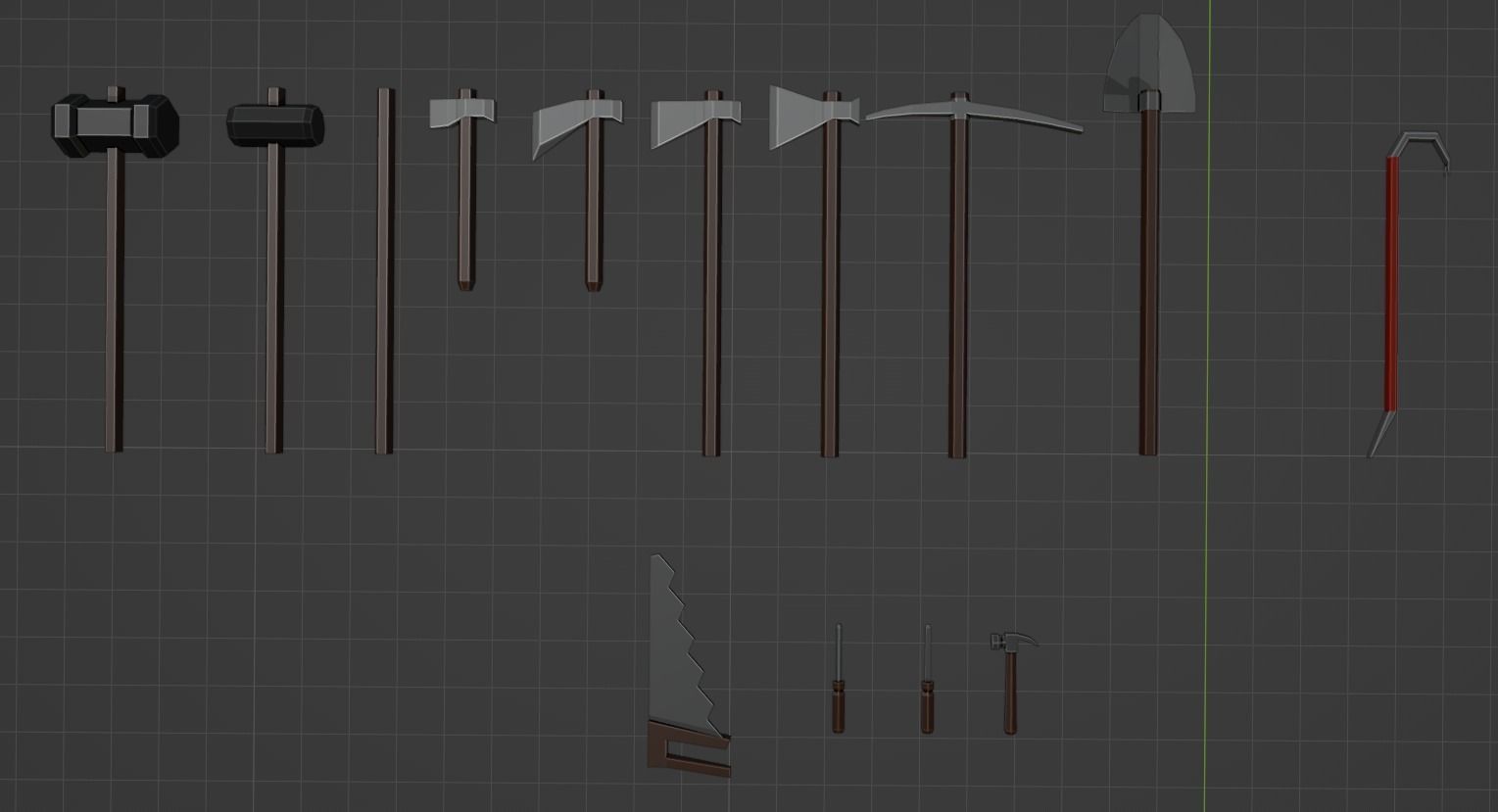 Low poly tools set of 3D model_1