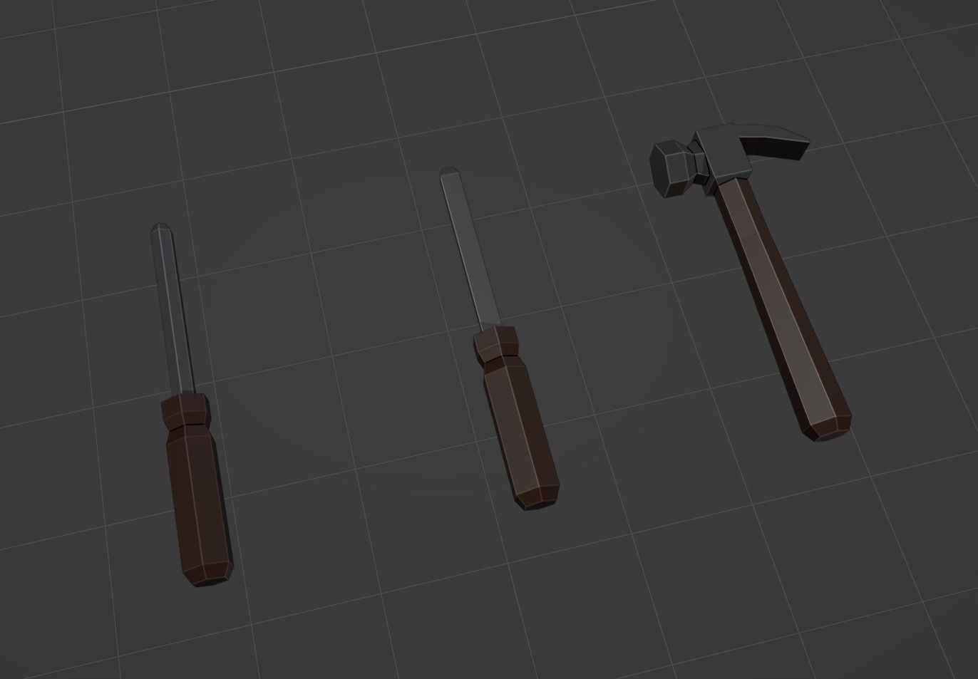 Low poly tools set of 3D model_4
