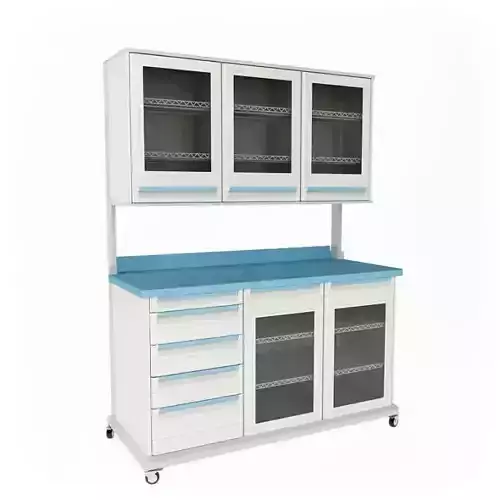 Rolling Blue And White Hospital Storage Unit