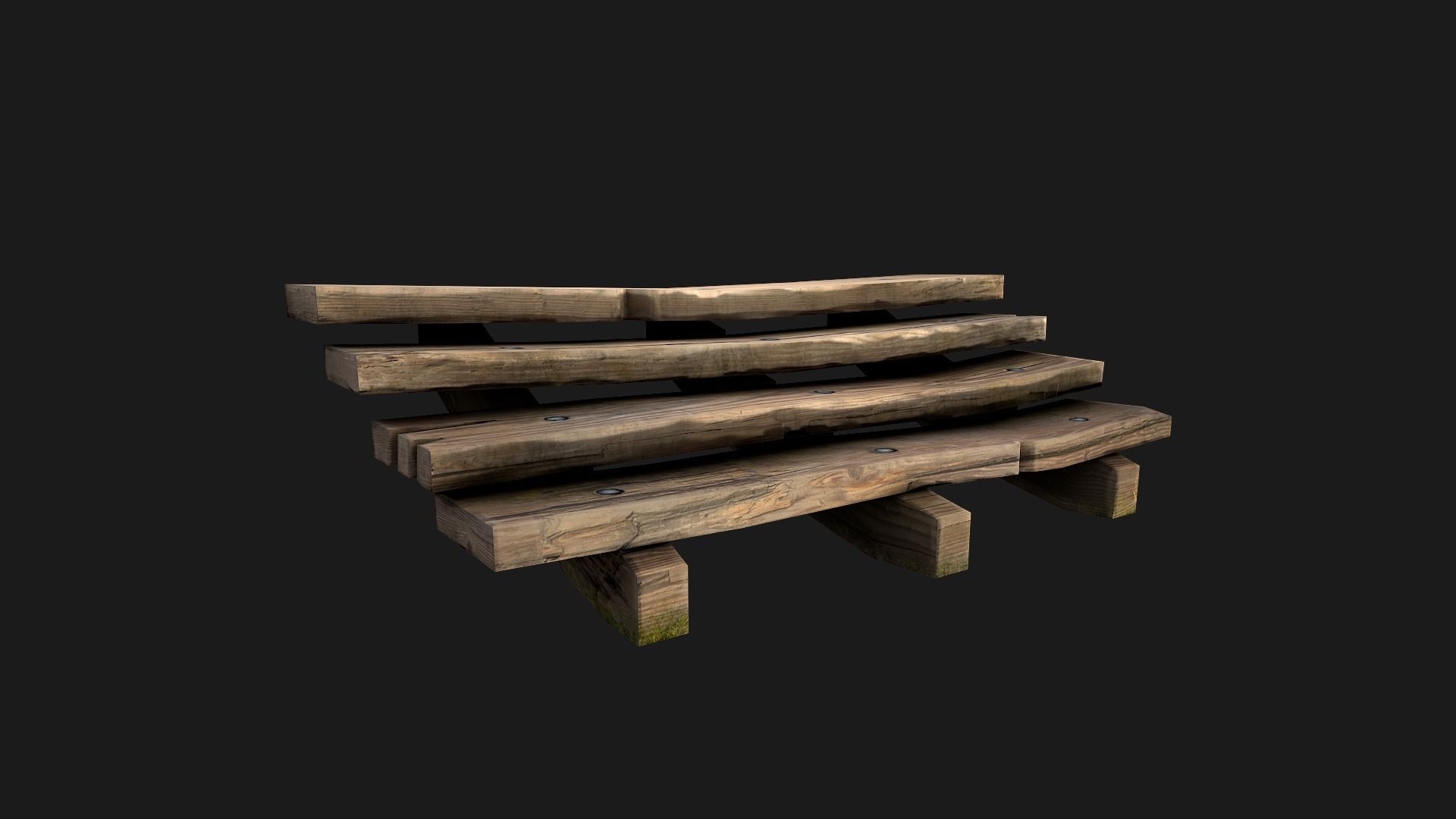 Wooden Stairs Low-poly 3D model_16