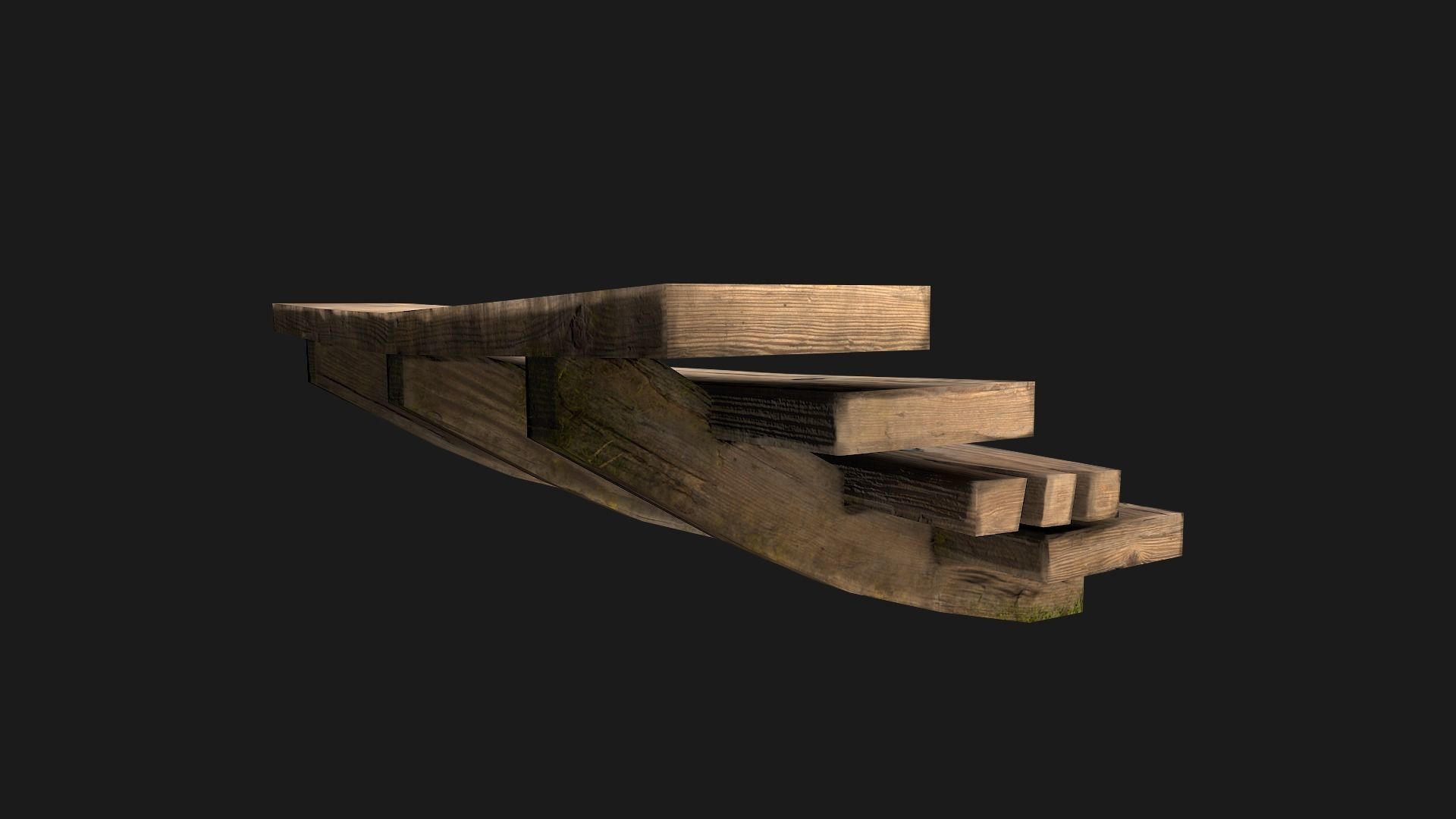 Wooden Stairs Low-poly 3D model_11