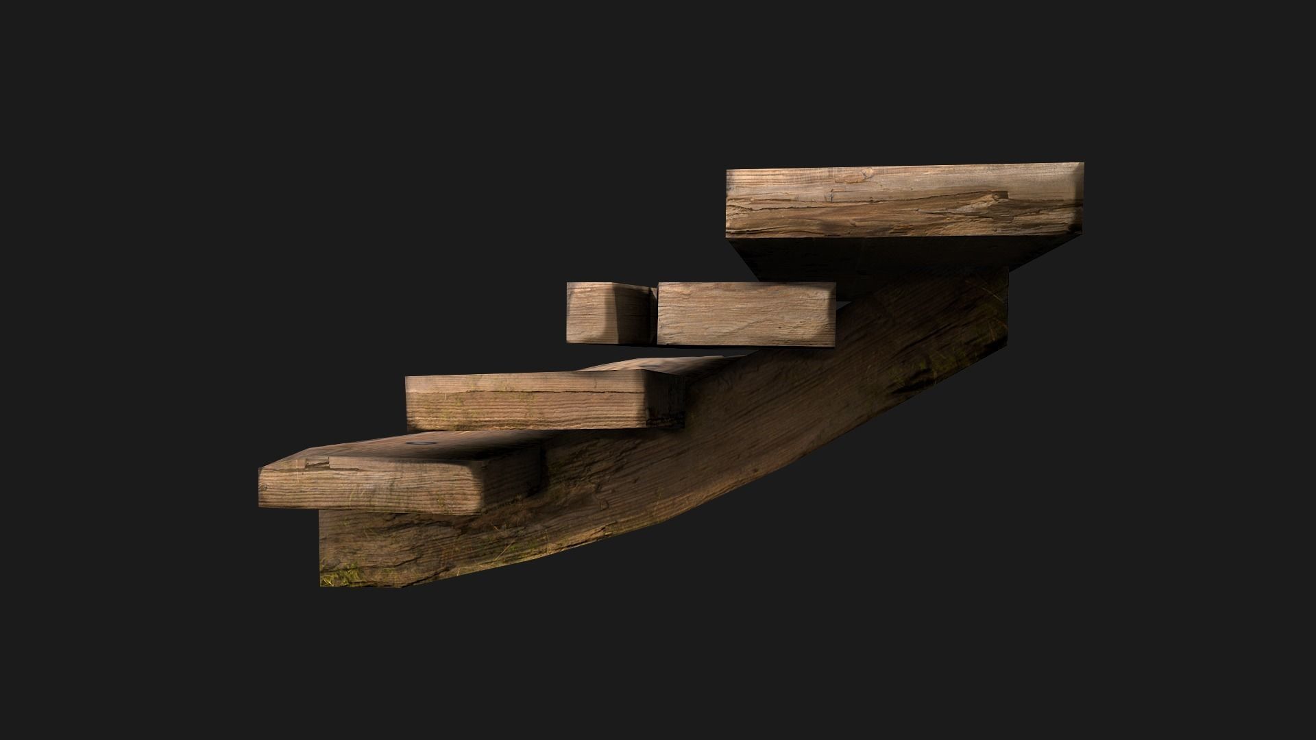 Wooden Stairs Low-poly 3D model_9