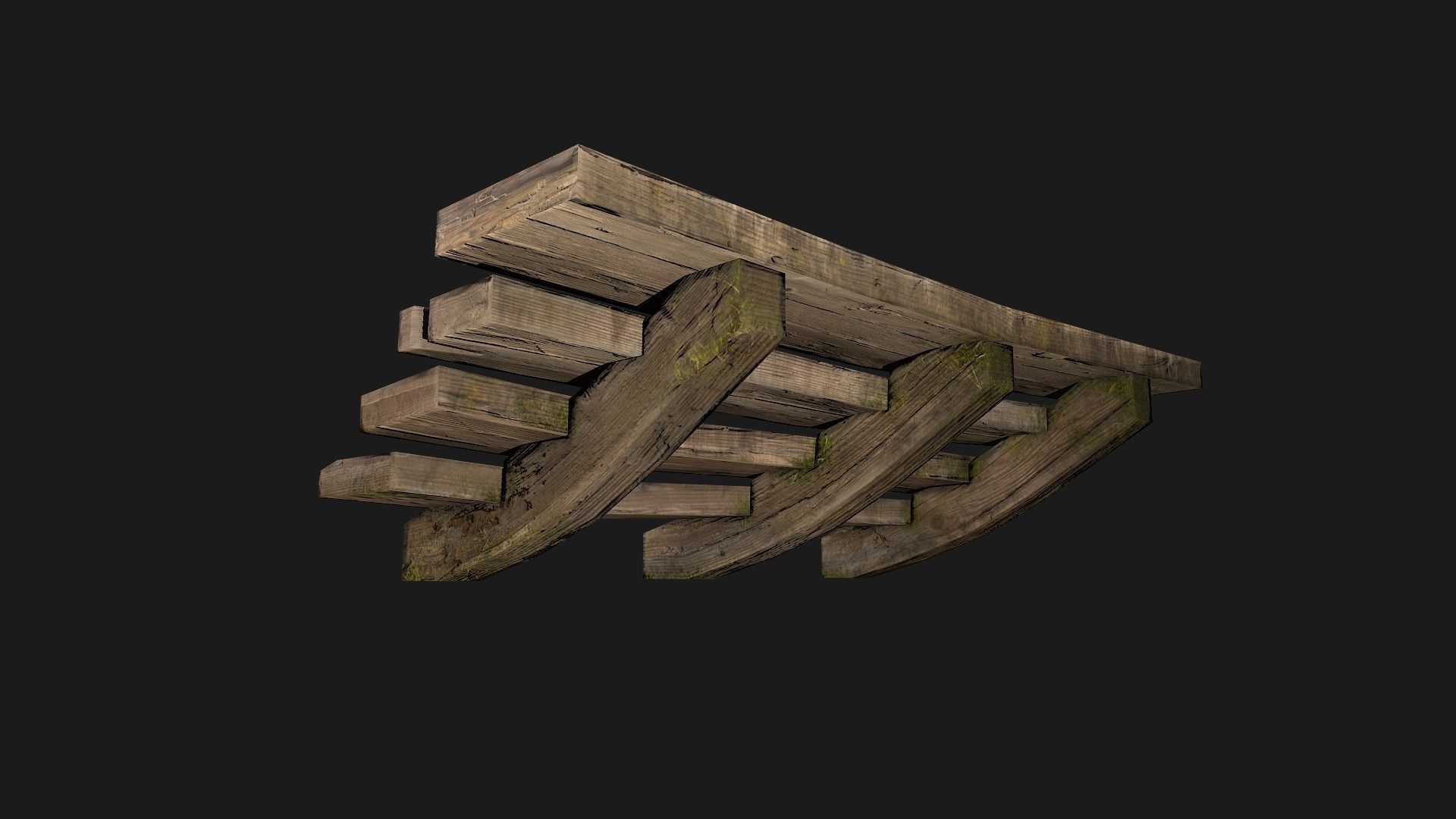 Wooden Stairs Low-poly 3D model_19