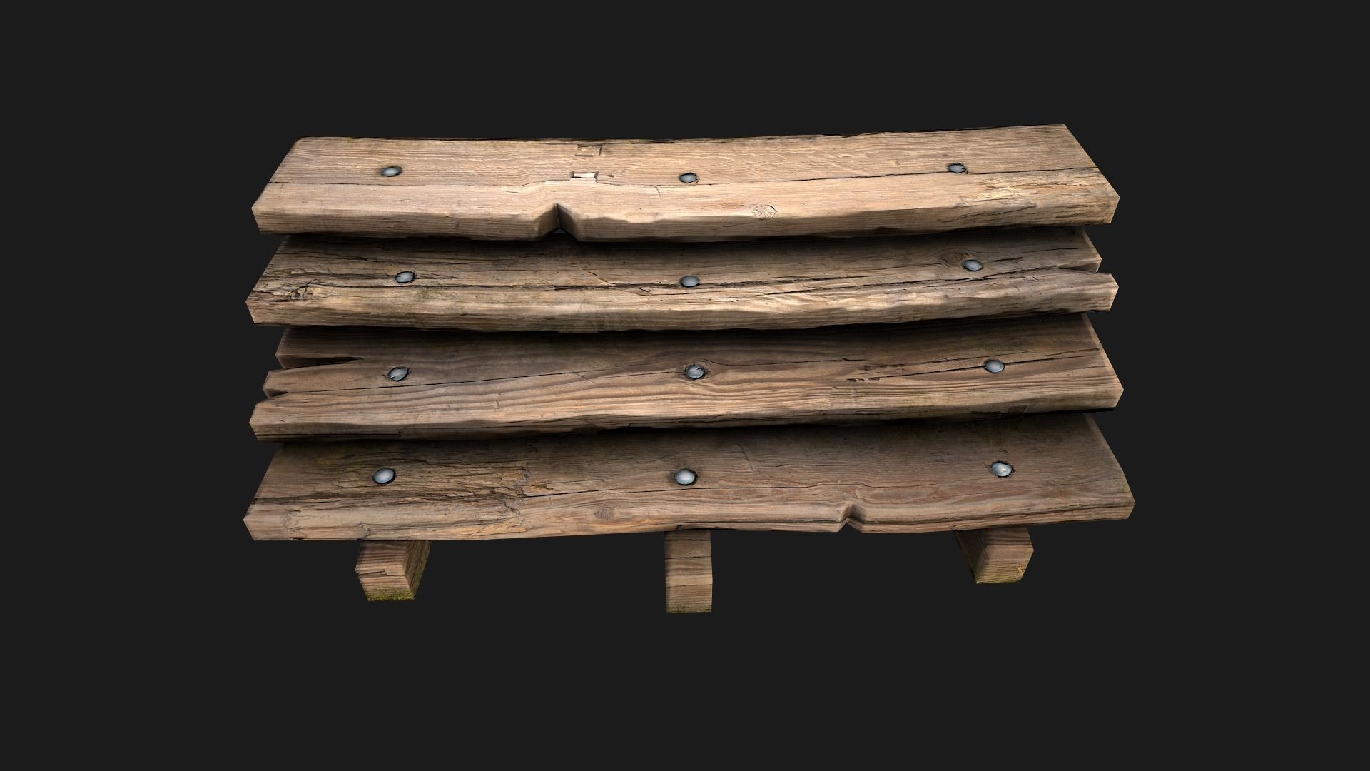 Wooden Stairs Low-poly 3D model_3