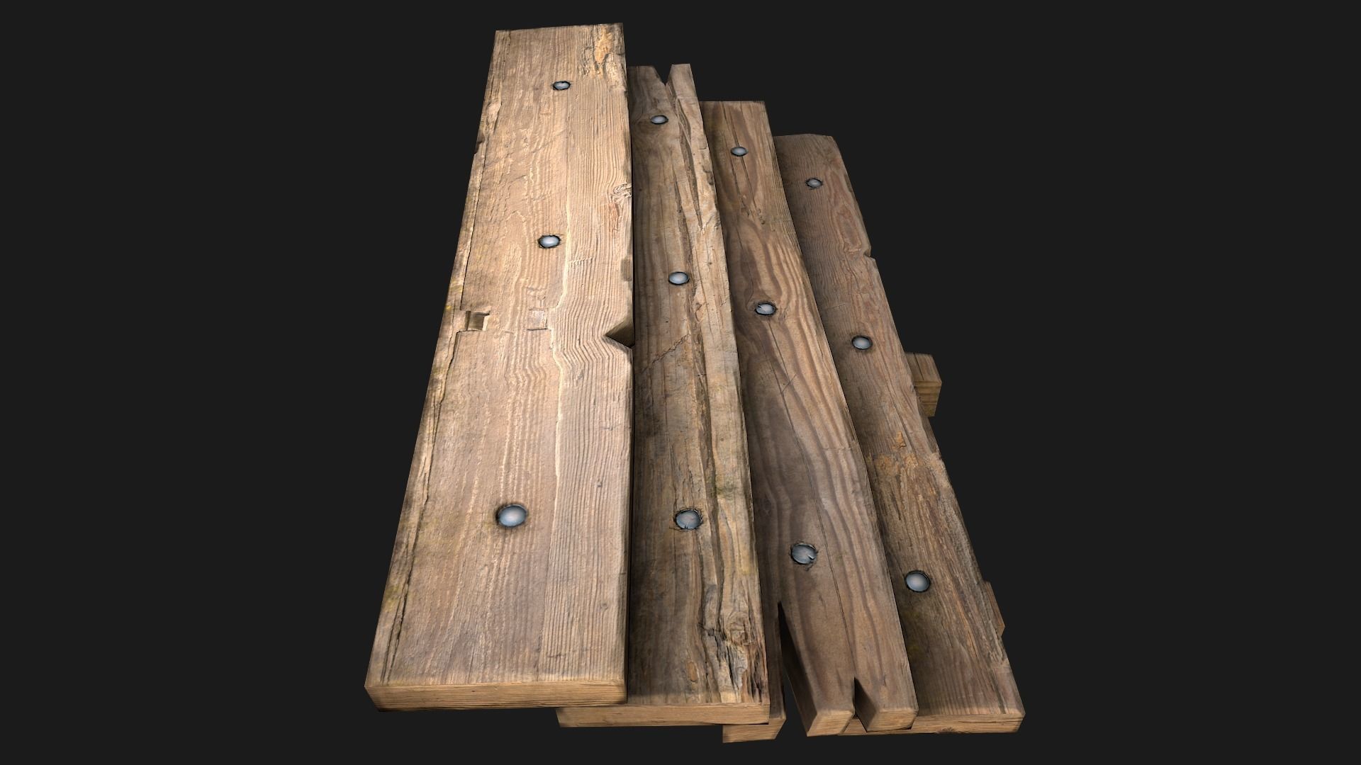 Wooden Stairs Low-poly 3D model_12