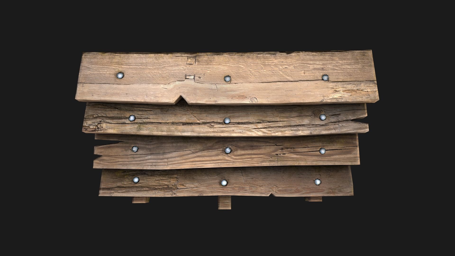 Wooden Stairs Low-poly 3D model_4