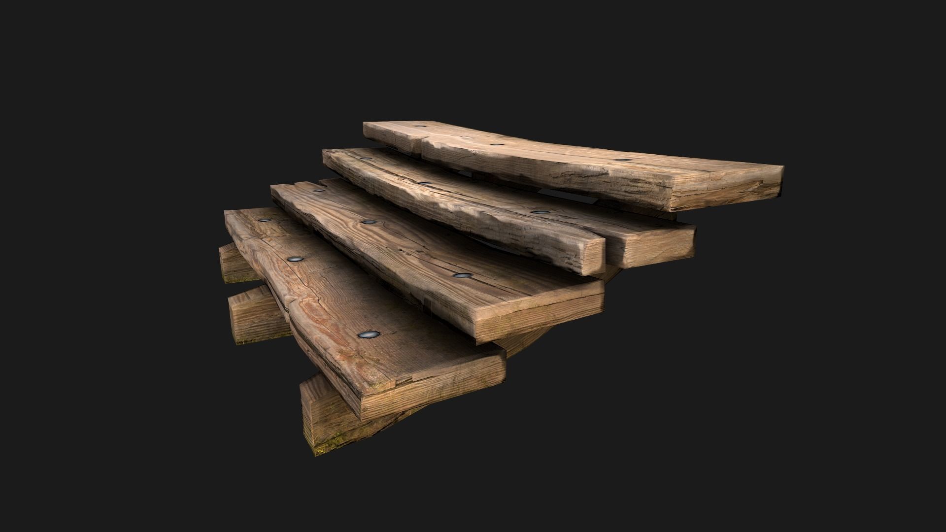 Wooden Stairs Low-poly 3D model_5