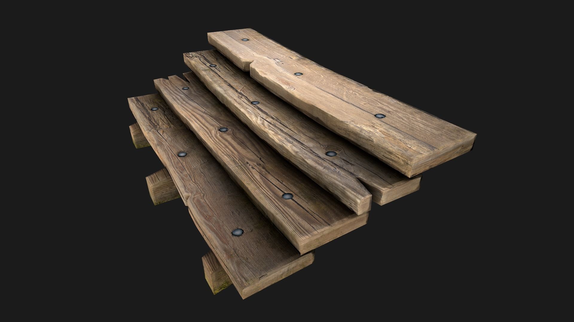 Wooden Stairs Low-poly 3D model_18
