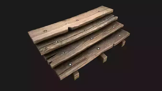 Wooden Stairs Low-poly 3D model