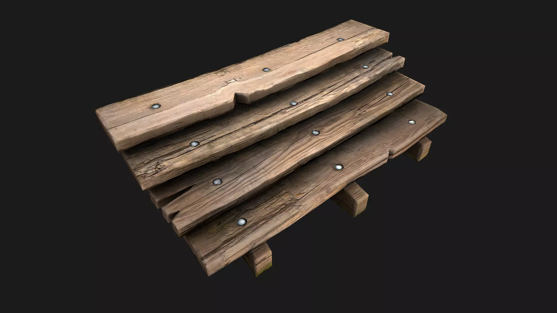 Wooden Stairs Low-poly 3D model_0
