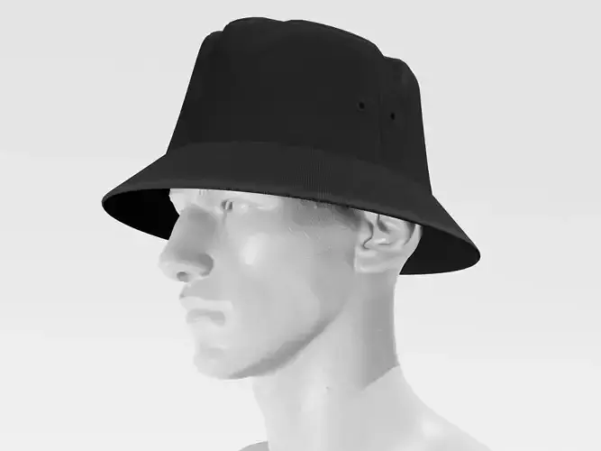 Bucket Hat - Black PBR 4K
