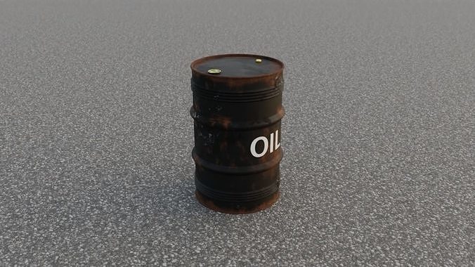 Old and rusty crude oil barrel 3D model