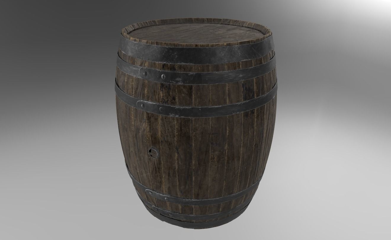 Game Ready Old Barrel Low-poly 3D model_11