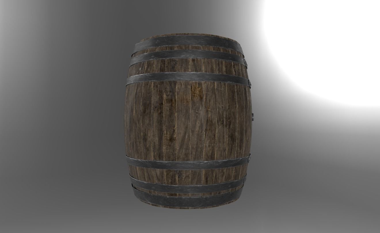Game Ready Old Barrel Low-poly 3D model_12