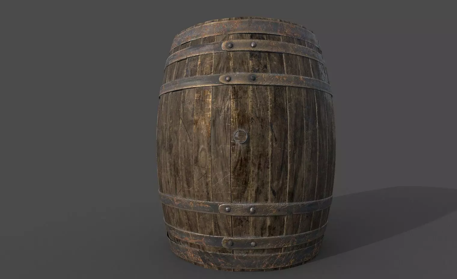 Game Ready Old Barrel Low-poly 3D model_0