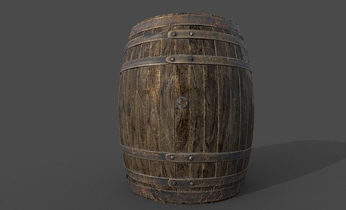 Game Ready Old Barrel Low-poly 3D model