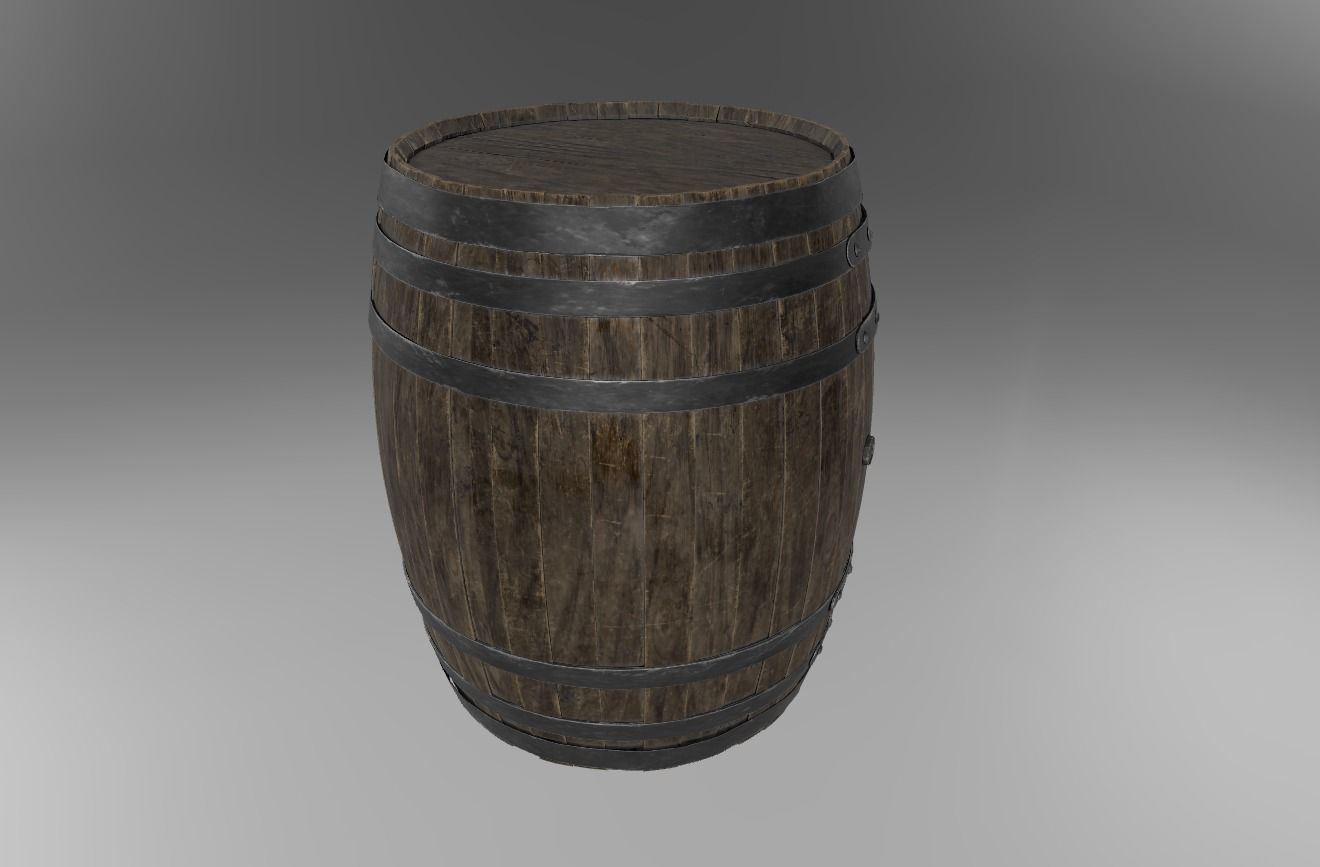 Game Ready Old Barrel Low-poly 3D model_16