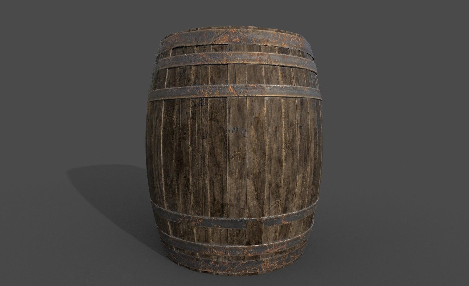 Game Ready Old Barrel Low-poly 3D model_6