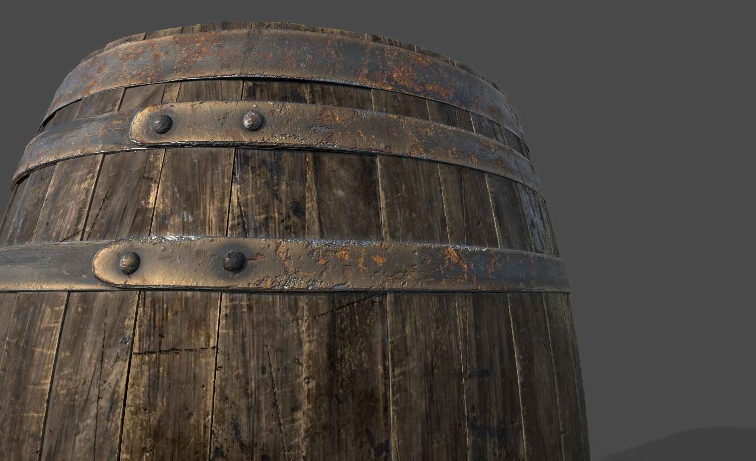Game Ready Old Barrel Low-poly 3D model_4