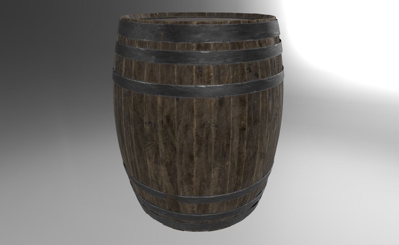 Game Ready Old Barrel Low-poly 3D model_13