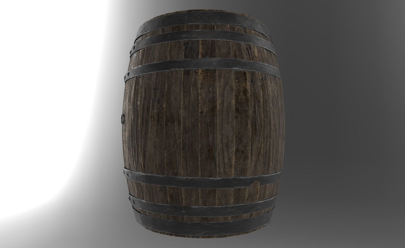 Game Ready Old Barrel Low-poly 3D model_10
