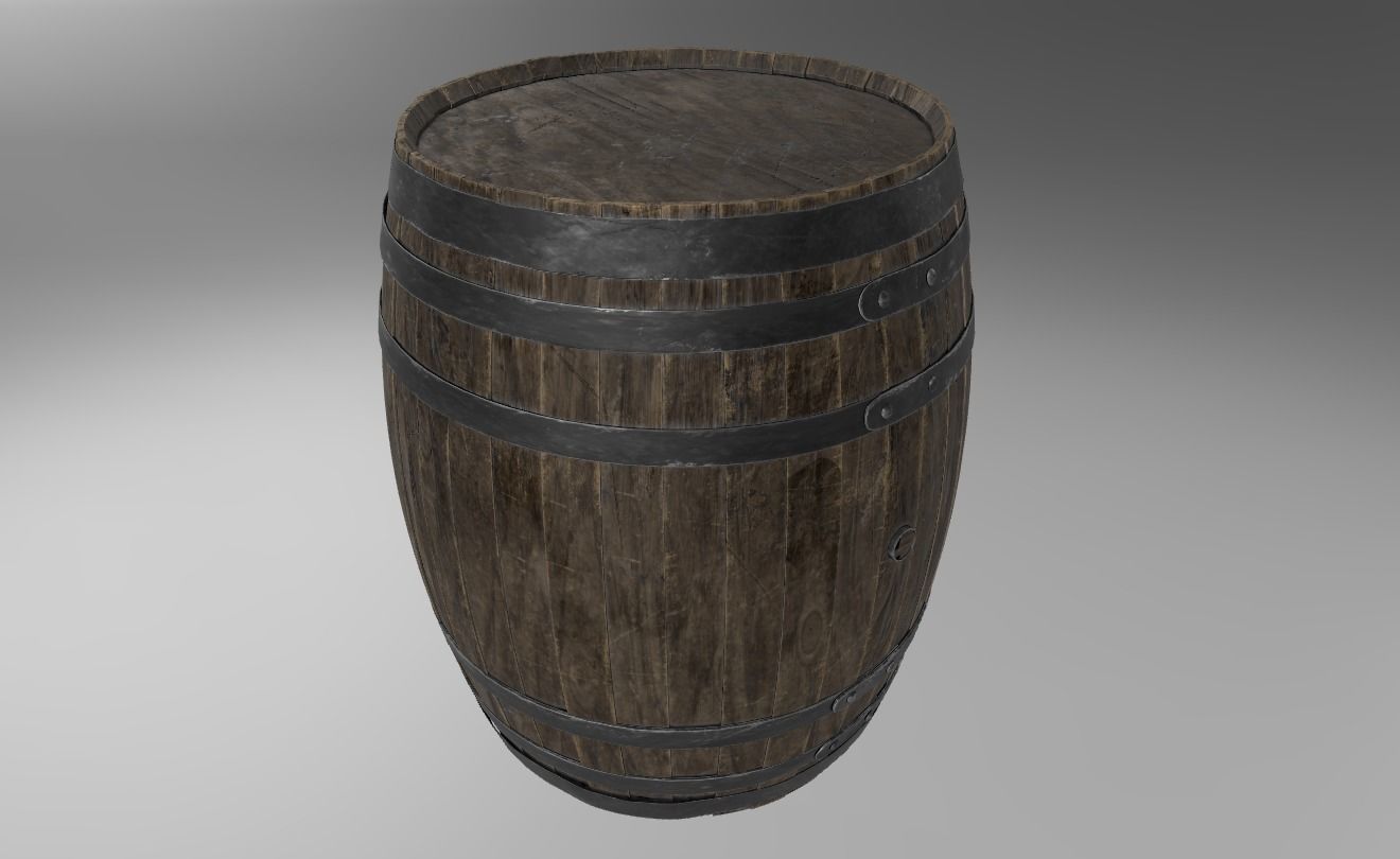 Game Ready Old Barrel Low-poly 3D model_9