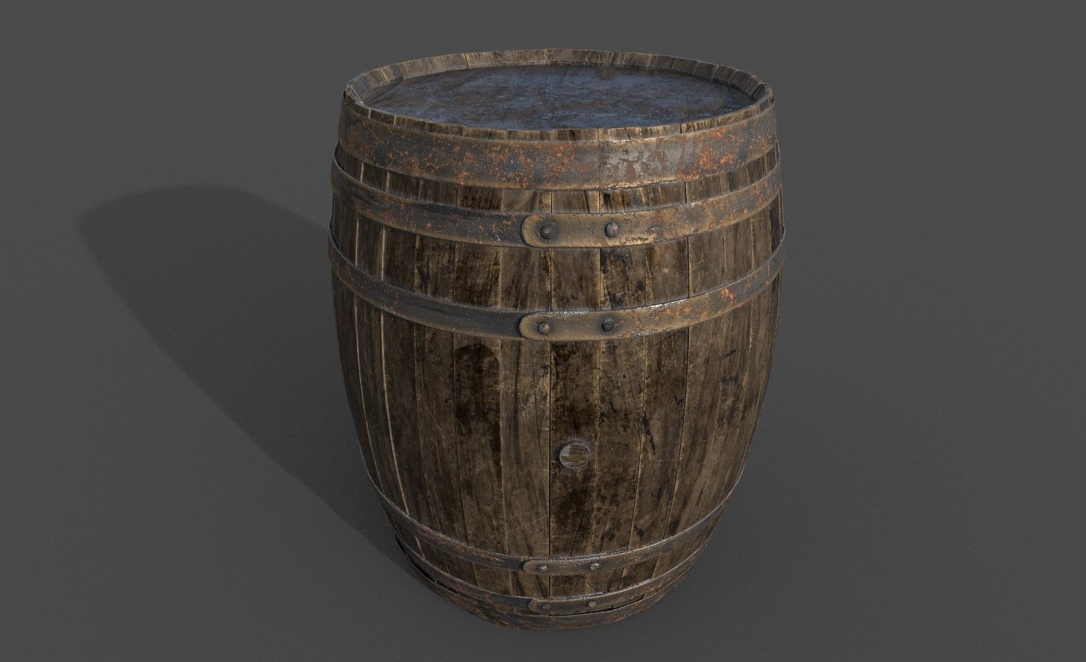 Game Ready Old Barrel Low-poly 3D model_2