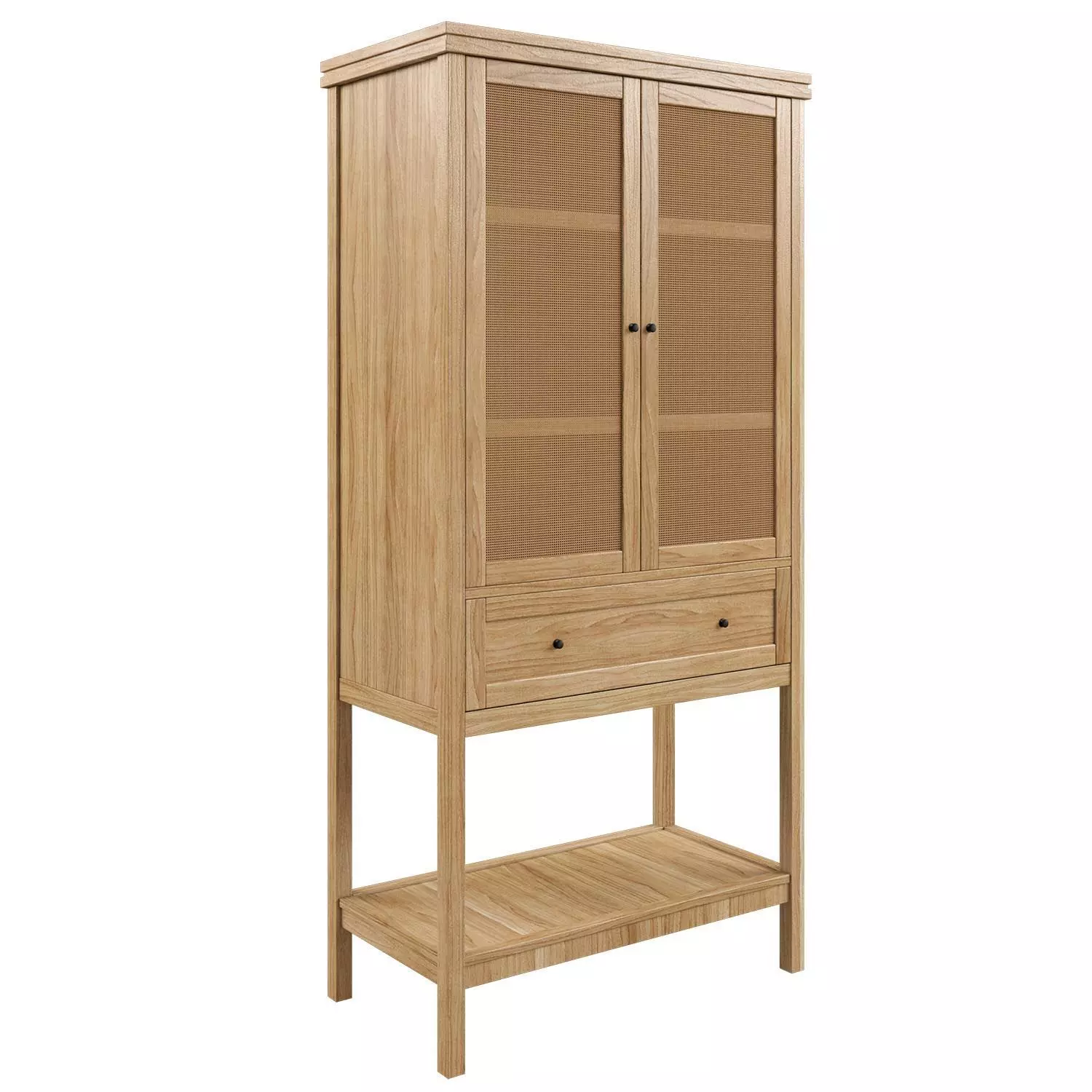 Gabin Chest Of Drawers In Solid Pine And Cane 3D model_0
