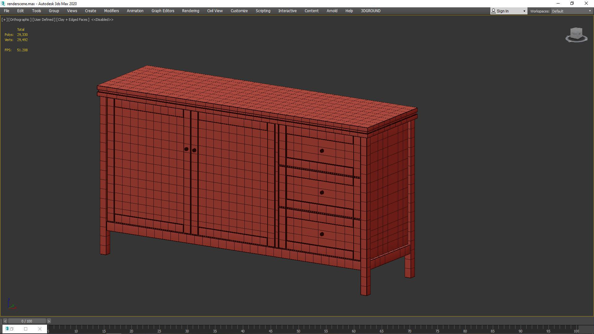 Sideboard Gabin made of pine and rattan 3D model_6