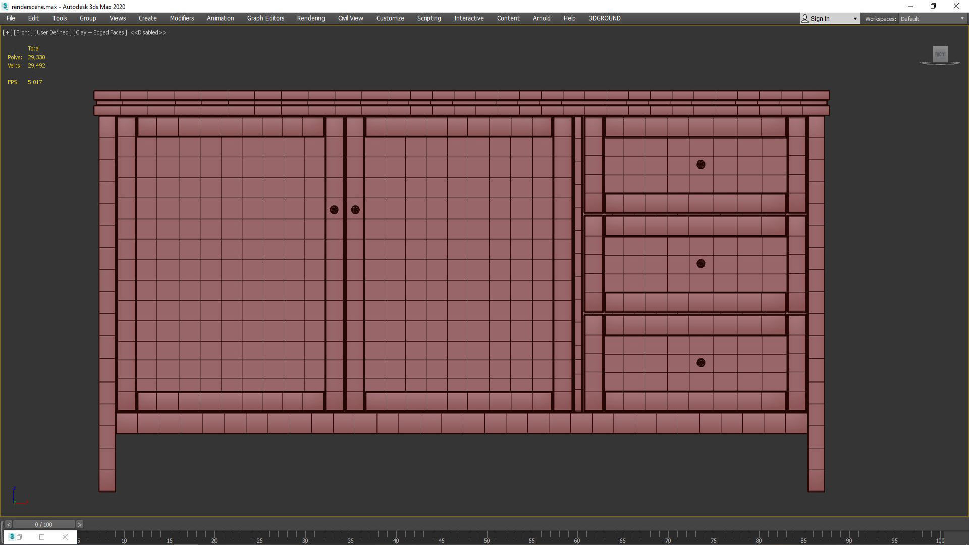 Sideboard Gabin made of pine and rattan 3D model_5