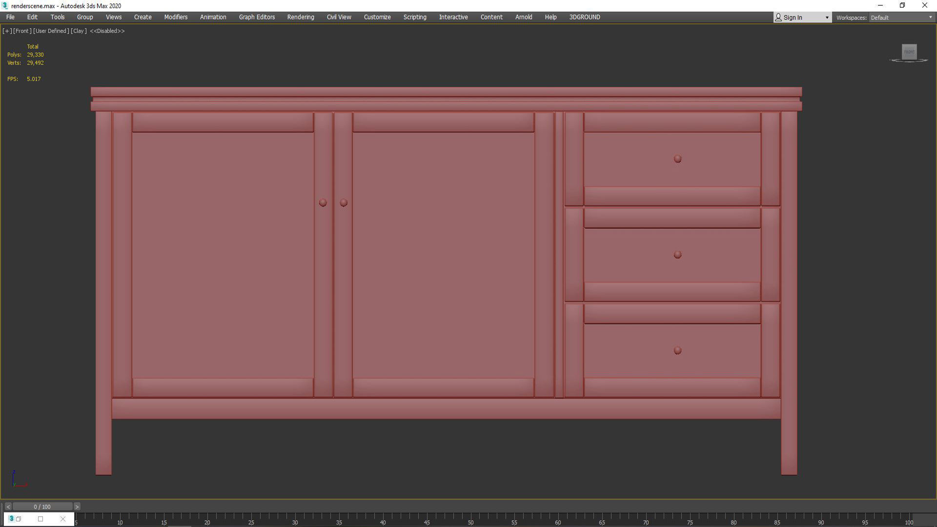 Sideboard Gabin made of pine and rattan 3D model_4