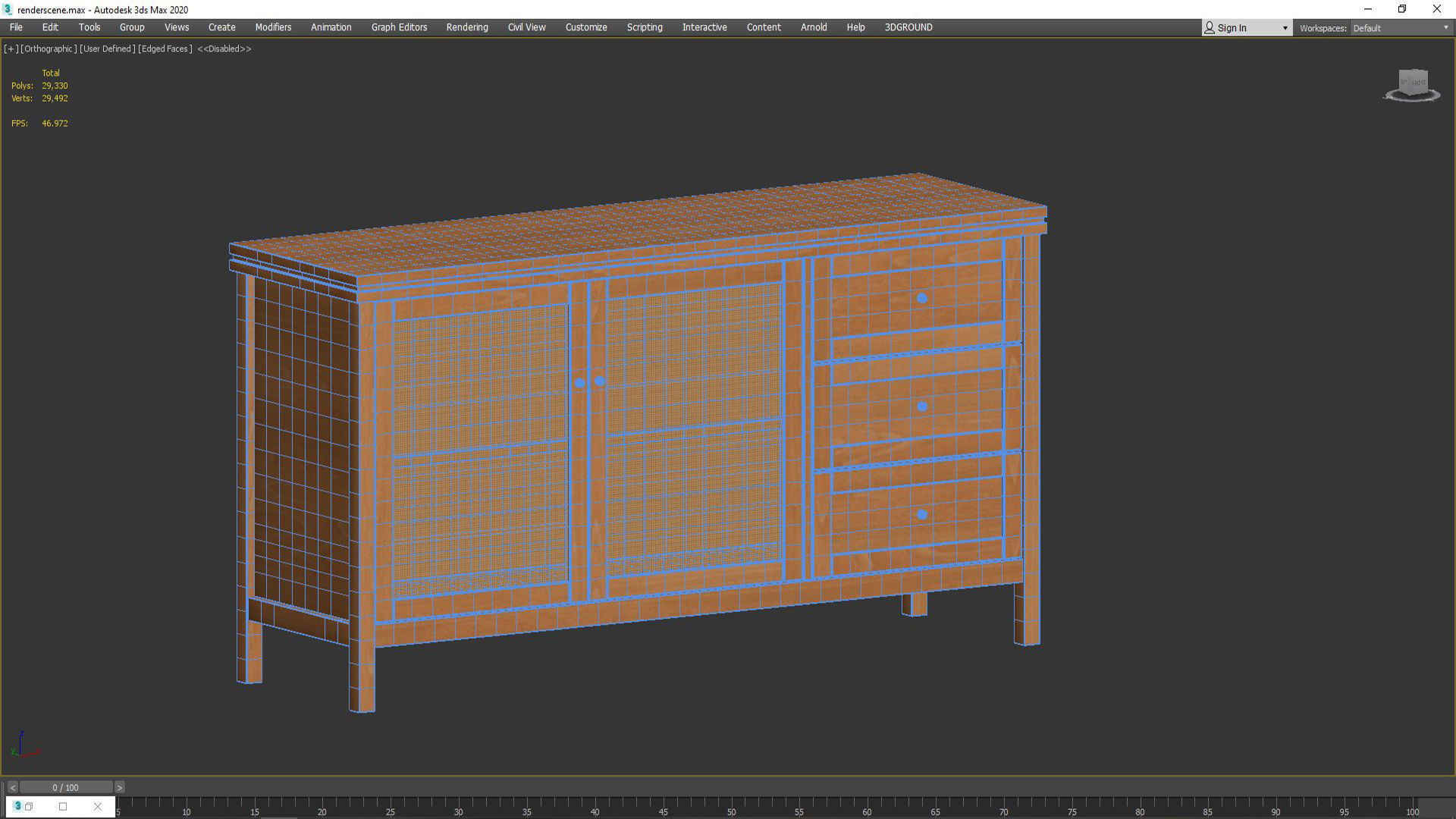 Sideboard Gabin made of pine and rattan 3D model_2
