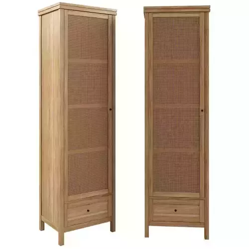 Gabin wardrobe in solid pine and rattan