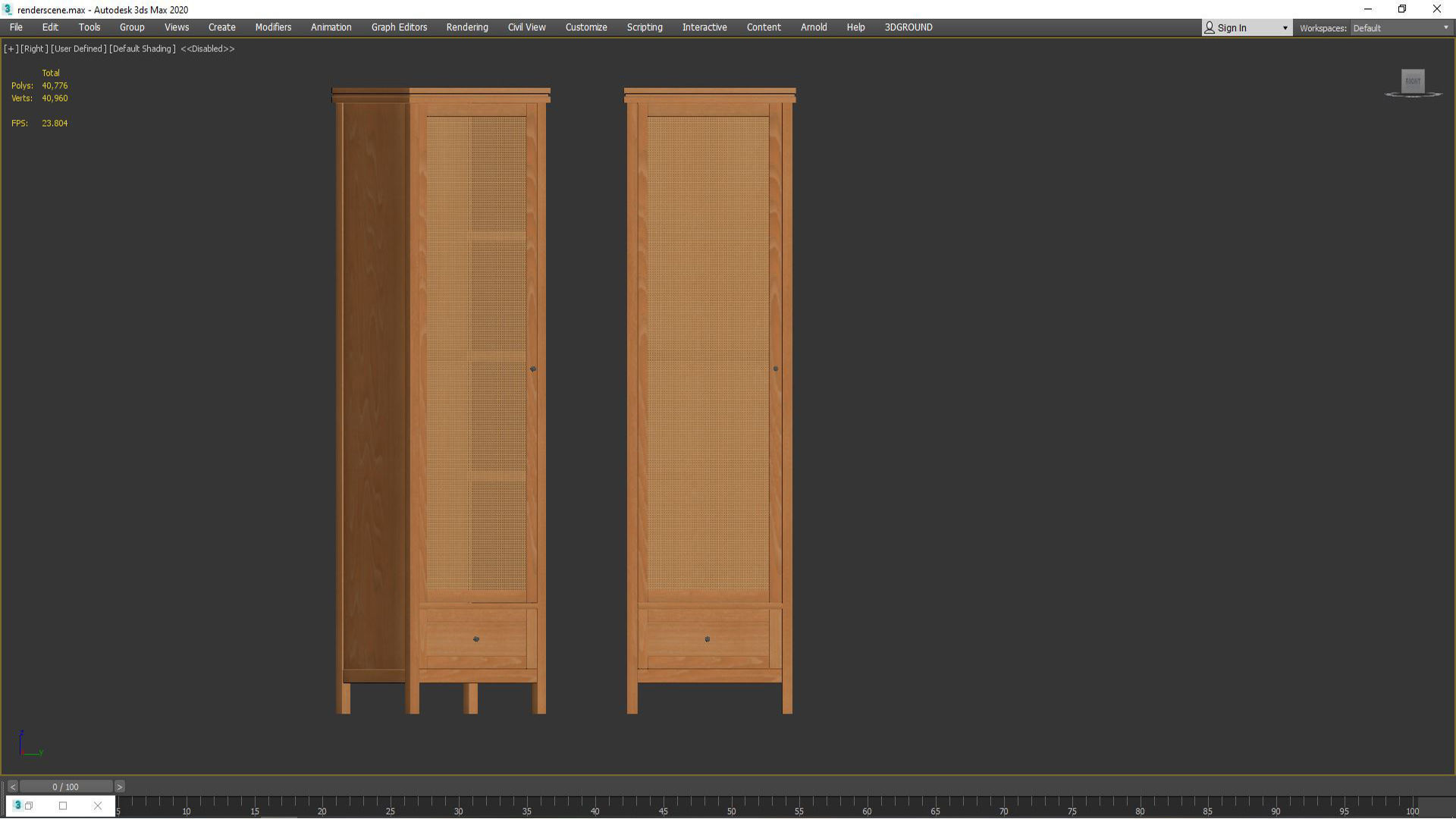 Gabin wardrobe in solid pine and rattan 3D model_2