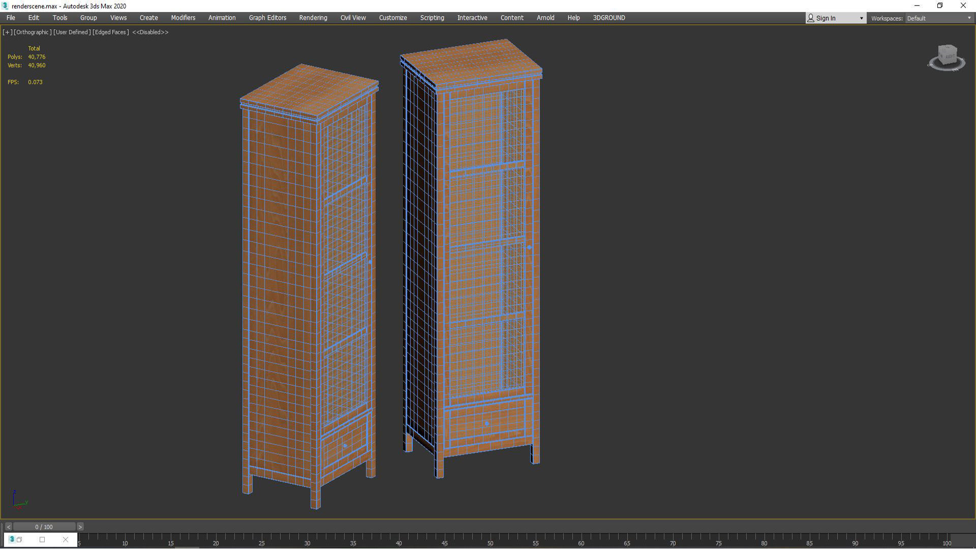 Gabin wardrobe in solid pine and rattan 3D model_6