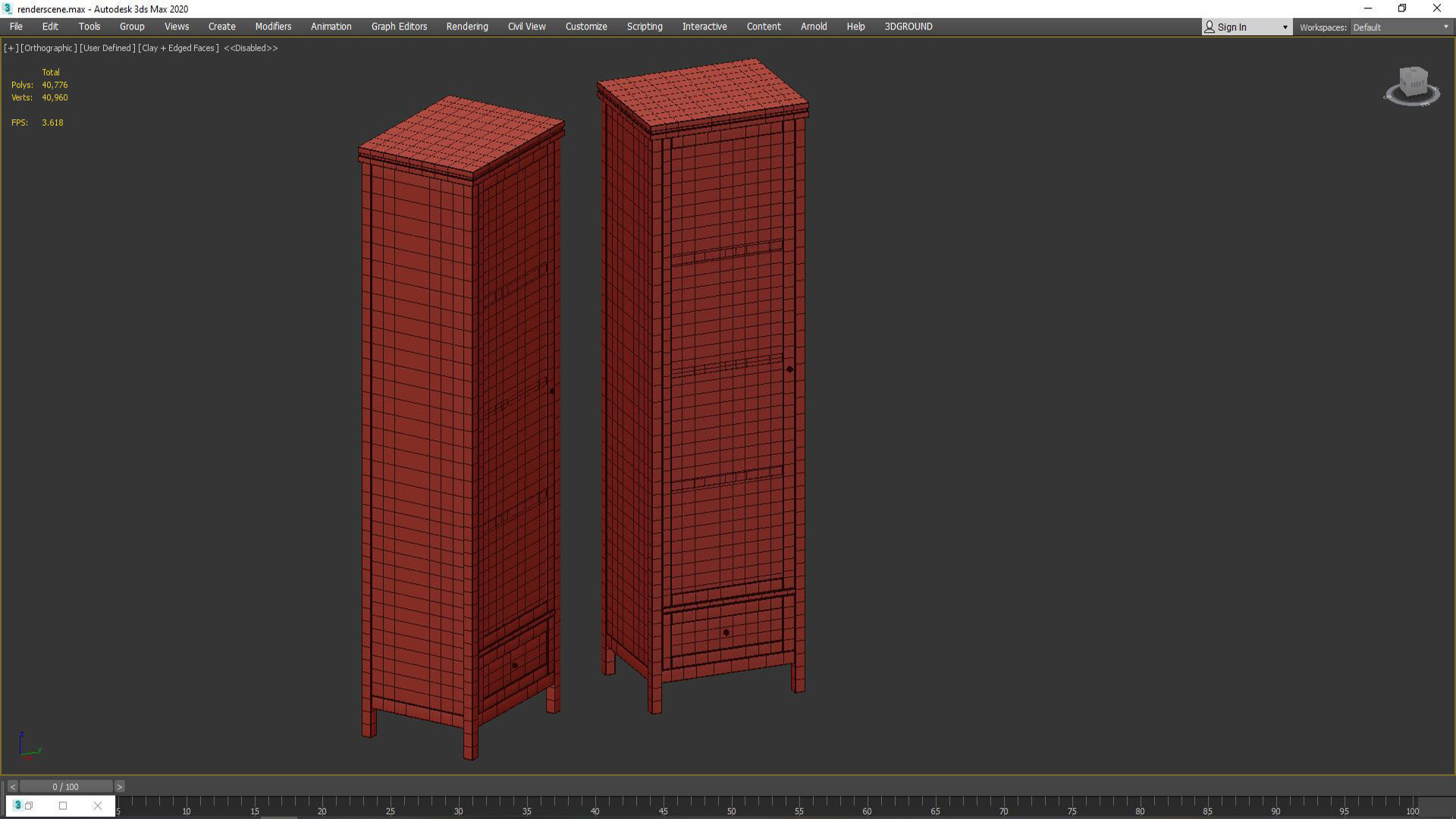 Gabin wardrobe in solid pine and rattan 3D model_5