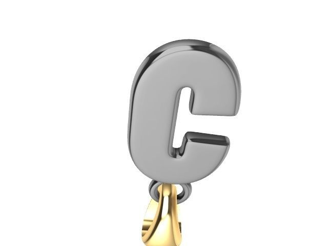 c letter pendant stl verified  3D print model_5