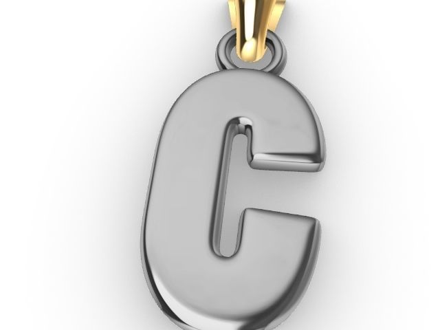 c letter pendant stl verified  3D print model_3