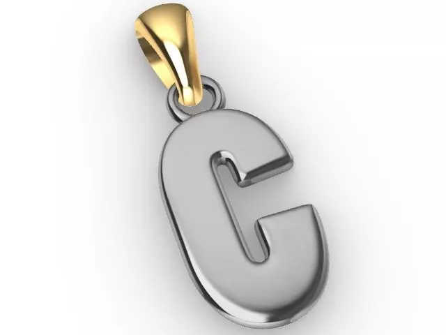 c letter pendant stl verified  3D print model_0