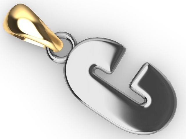 c letter pendant stl verified  3D print model_6