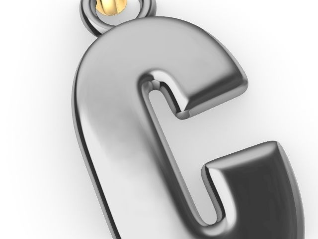 c letter pendant stl verified  3D print model_4