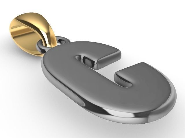 c letter pendant stl verified  3D print model_2