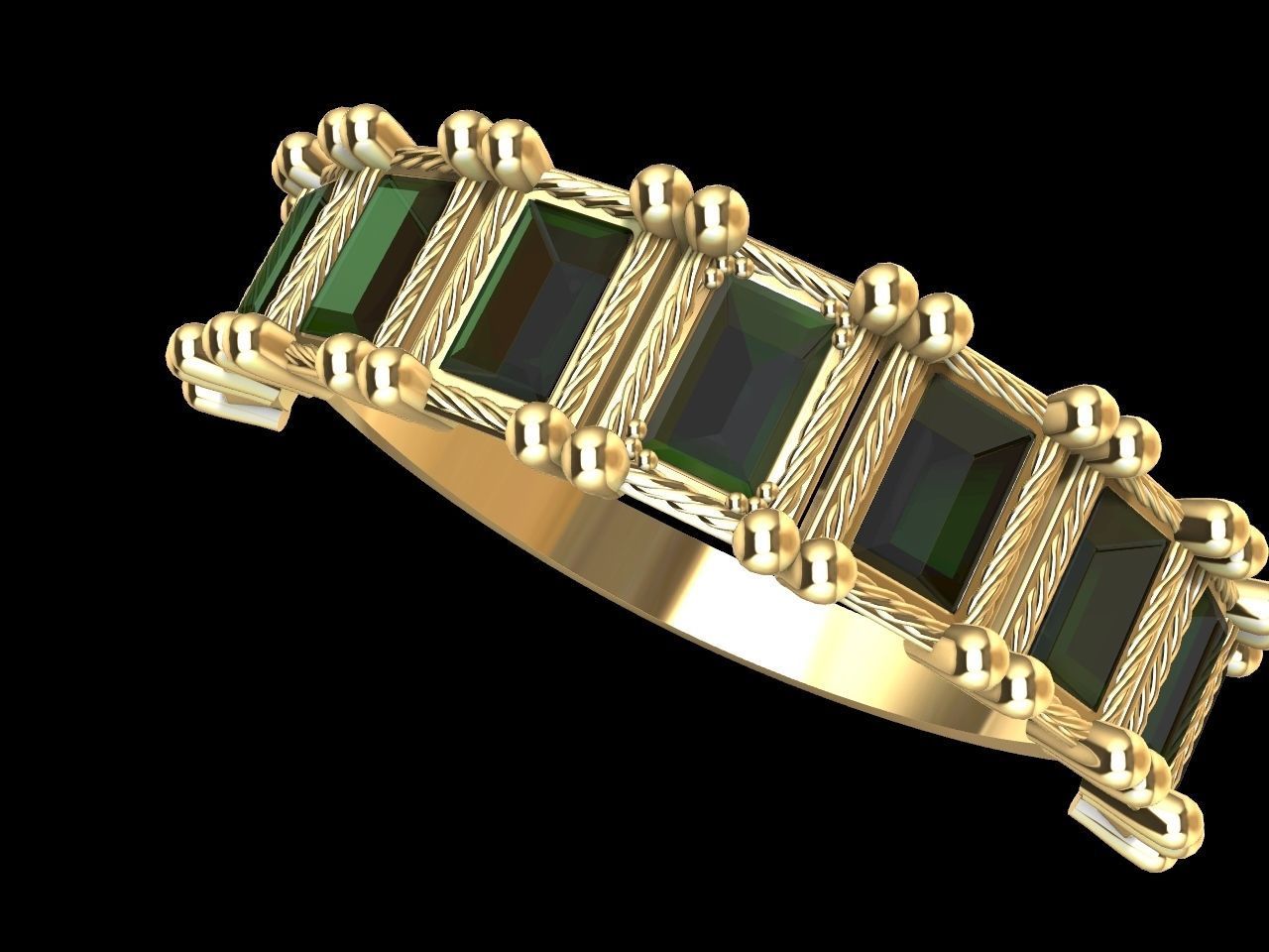 baguette diamond row ring stl verified  3D print model_19