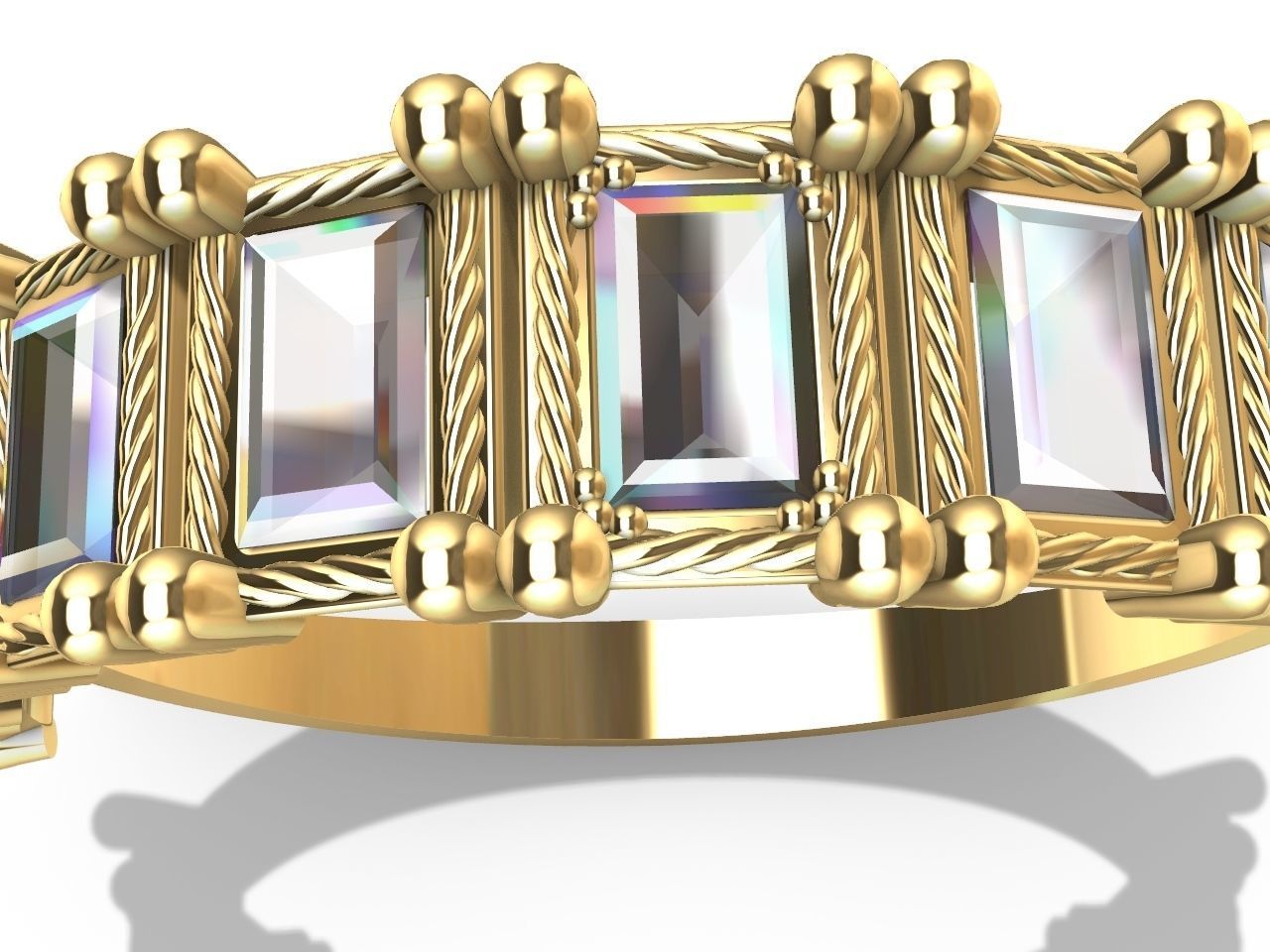 baguette diamond row ring stl verified  3D print model_1